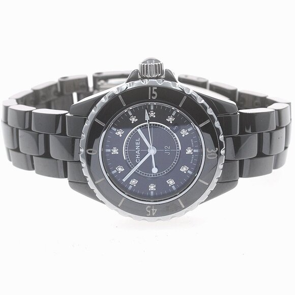 CHANEL J12 H1625 Black ceramic 33mm 12P diamond Quartz Ladies Watch_881909 - Picture 2 of 6